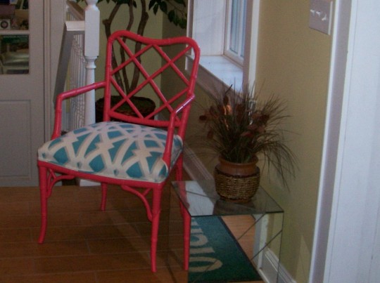 pink teal chair