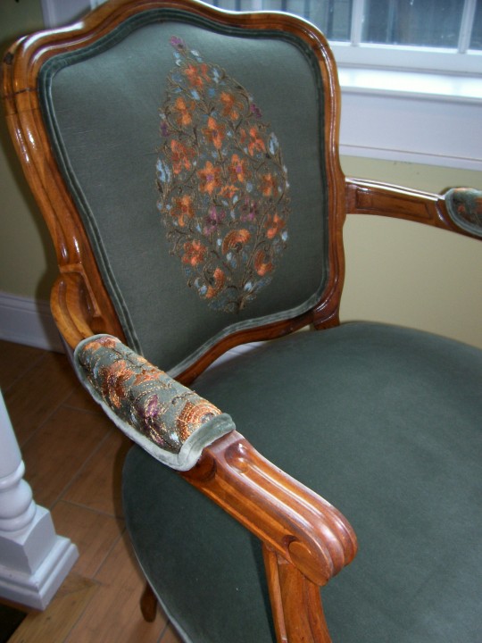 Queen Ann Chair with Embroidered Back