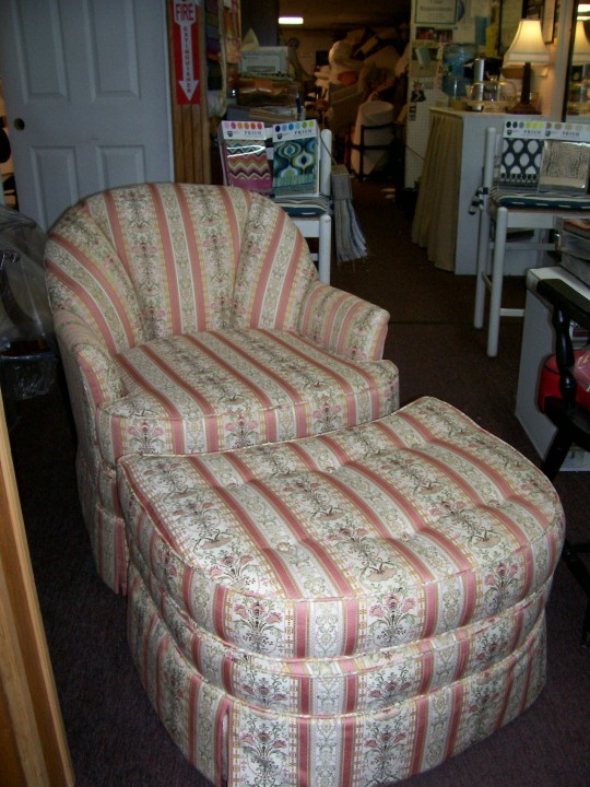 Channel-back Chair and Ottoman