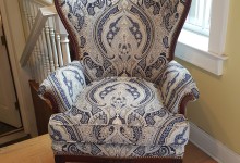 Blue Print Chair with Nailheads